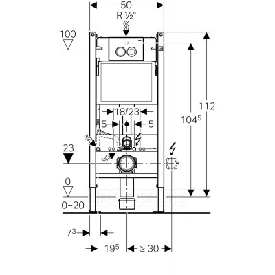 Инсталляция Geberit Duofix для подвесного унитаза 50х112х12 (кнопка смыва Delta 21)